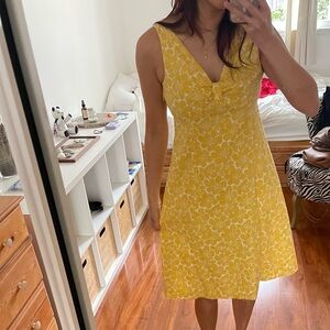Boden Riviera Yellow Floral Sleeveless Midi Sun Dress
